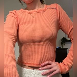 Orange thermal Wild Fable shirt with stitching! Size Small Worn once :)